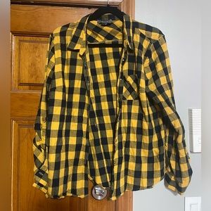 Like new Primark Flannel, size 12, yellow & navy - 100% cotton